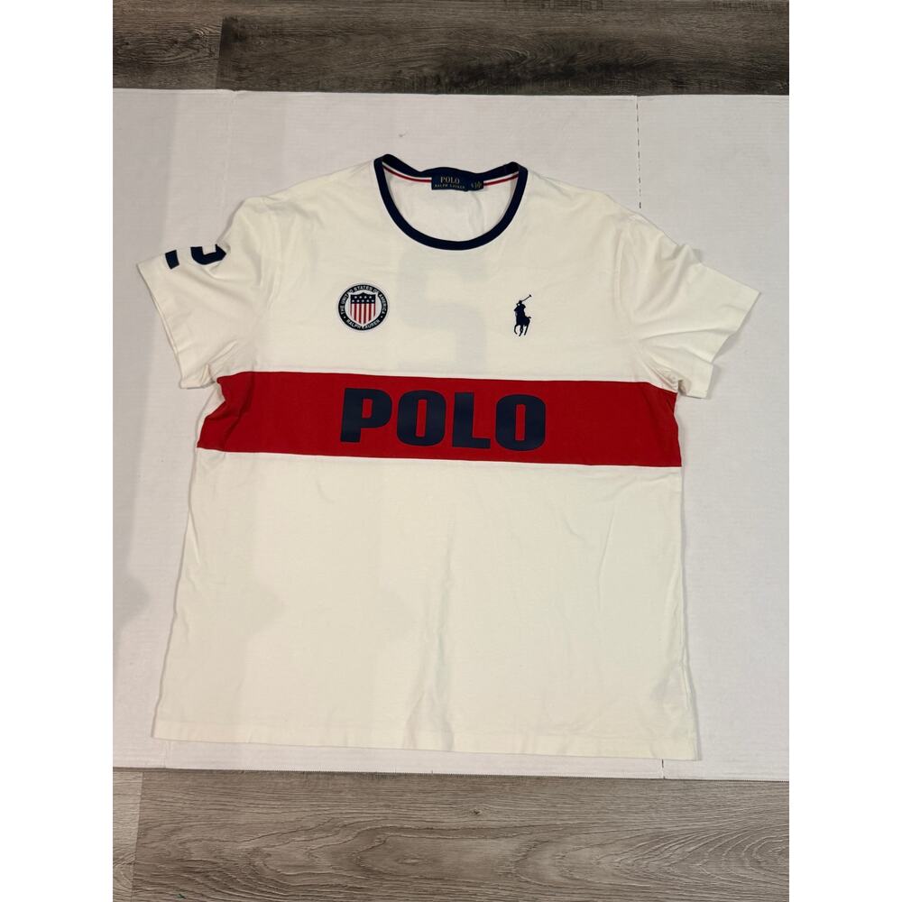 Polo Ralph Lauren Team USA T Shirt Mens XL White Big Pony Graphic Olympic - Picture 1 of 7
